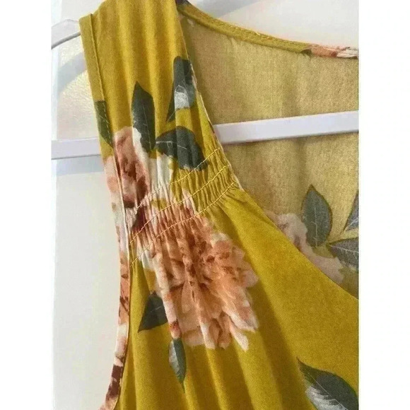 J FOR JUSTIFY yellow Floral Size Large maxi dress CUTE sleeveless - Picture 5 of 7